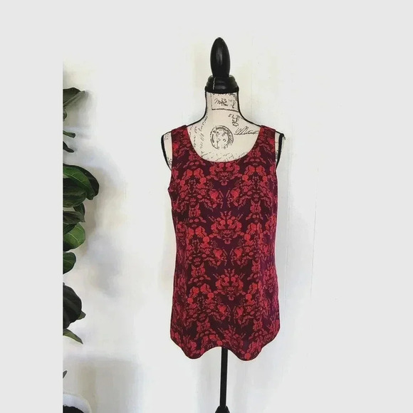 Cabi Overlay Sleeveless Blouse Retro Novelty Print Top Sz S Purple Pink - Picture 1 of 13